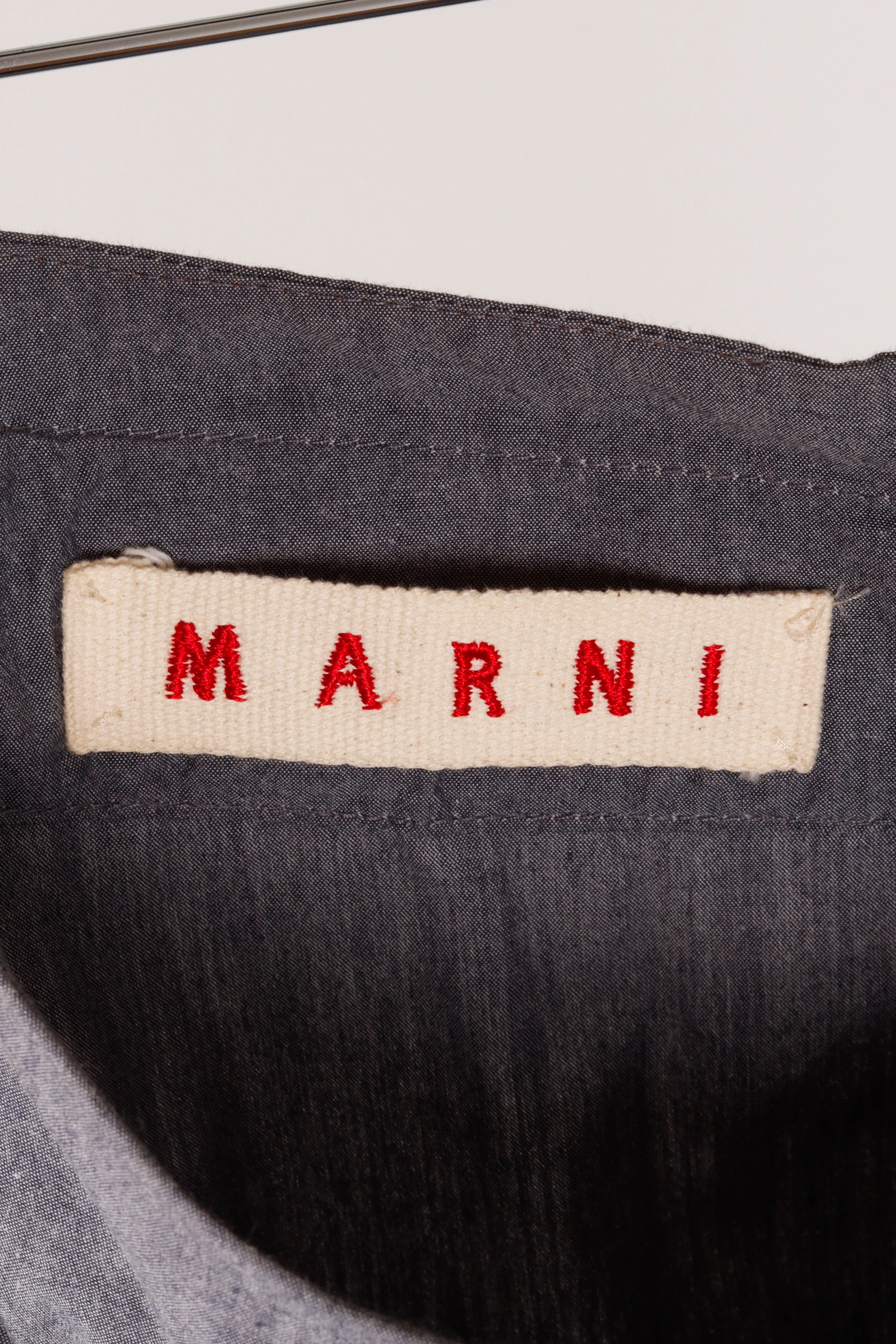 Marni 'Bow Waist Chambray' A-Line Midi Skirt Grey