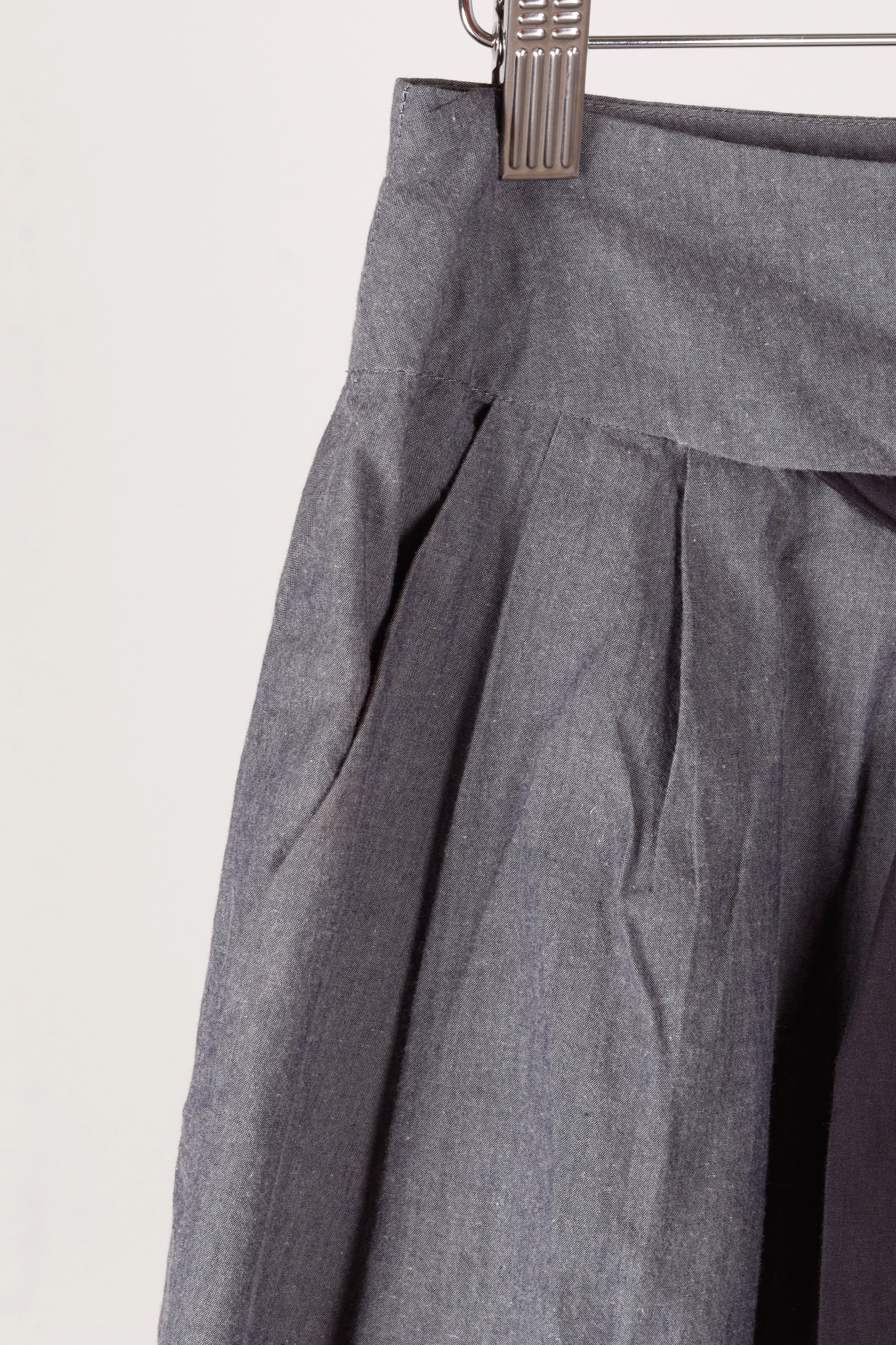 Marni 'Bow Waist Chambray' A-Line Midi Skirt Grey