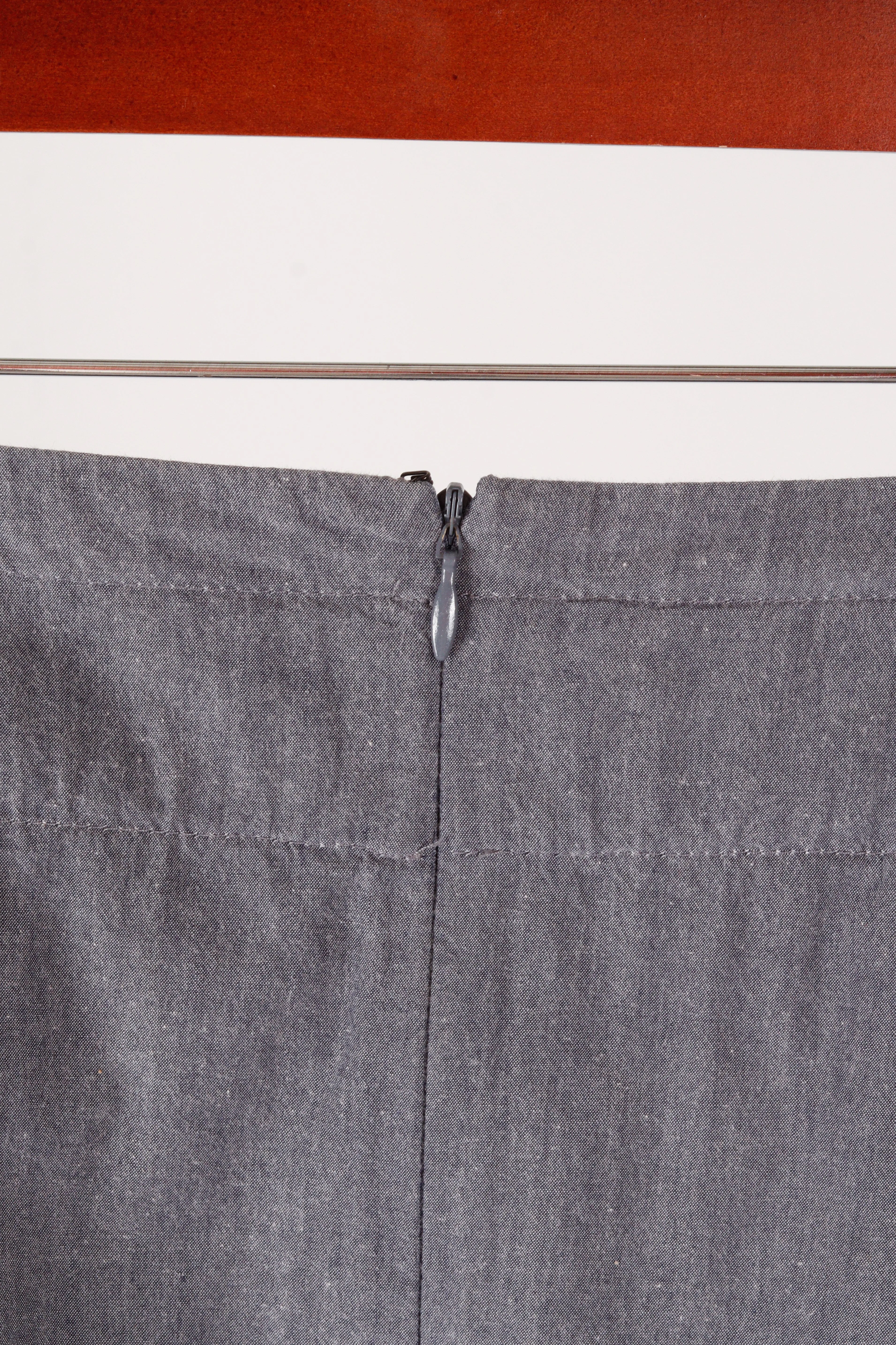 Marni 'Bow Waist Chambray' A-Line Midi Skirt Grey
