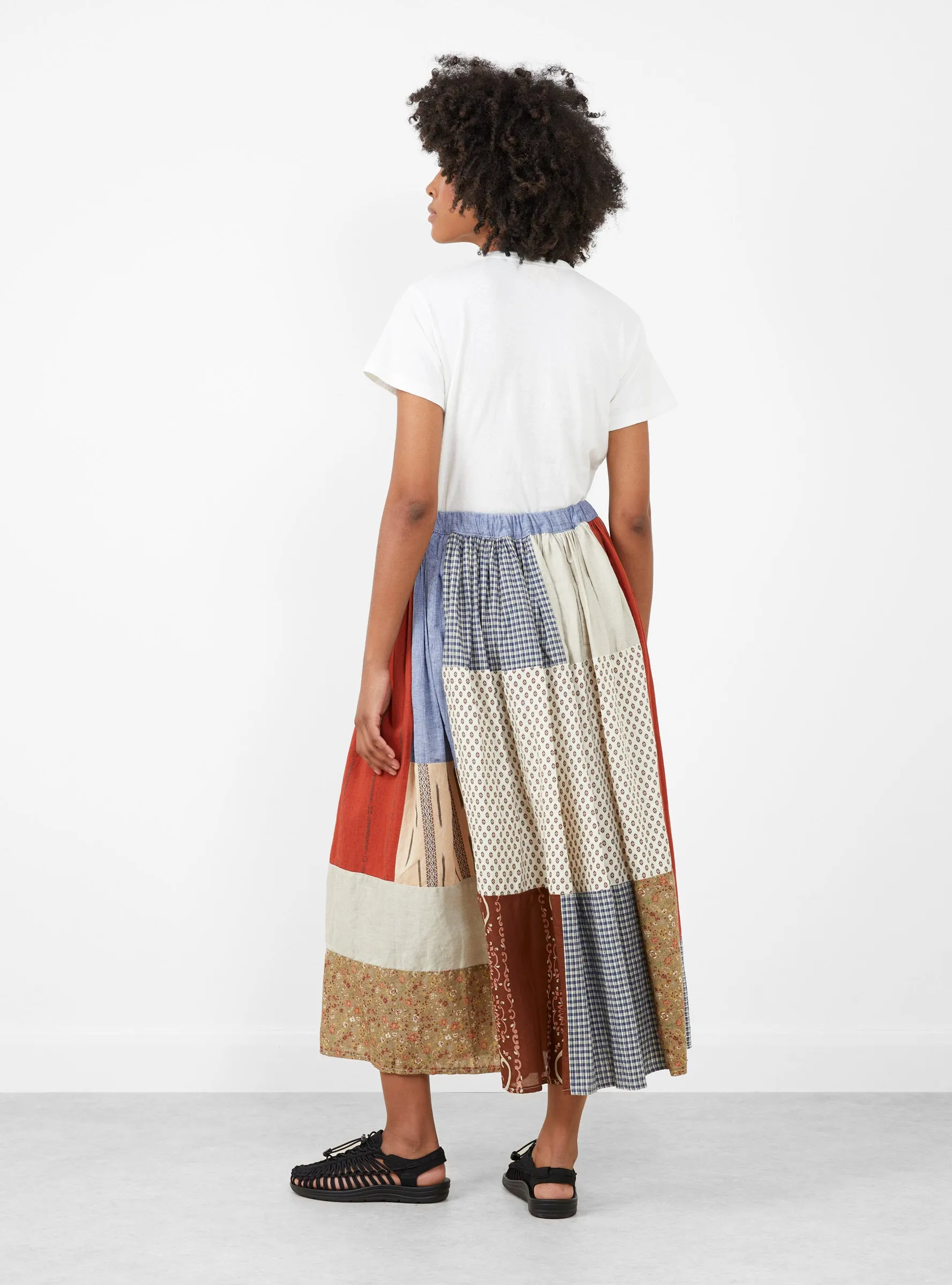 Patchwork Gathered Skirt Red Mix