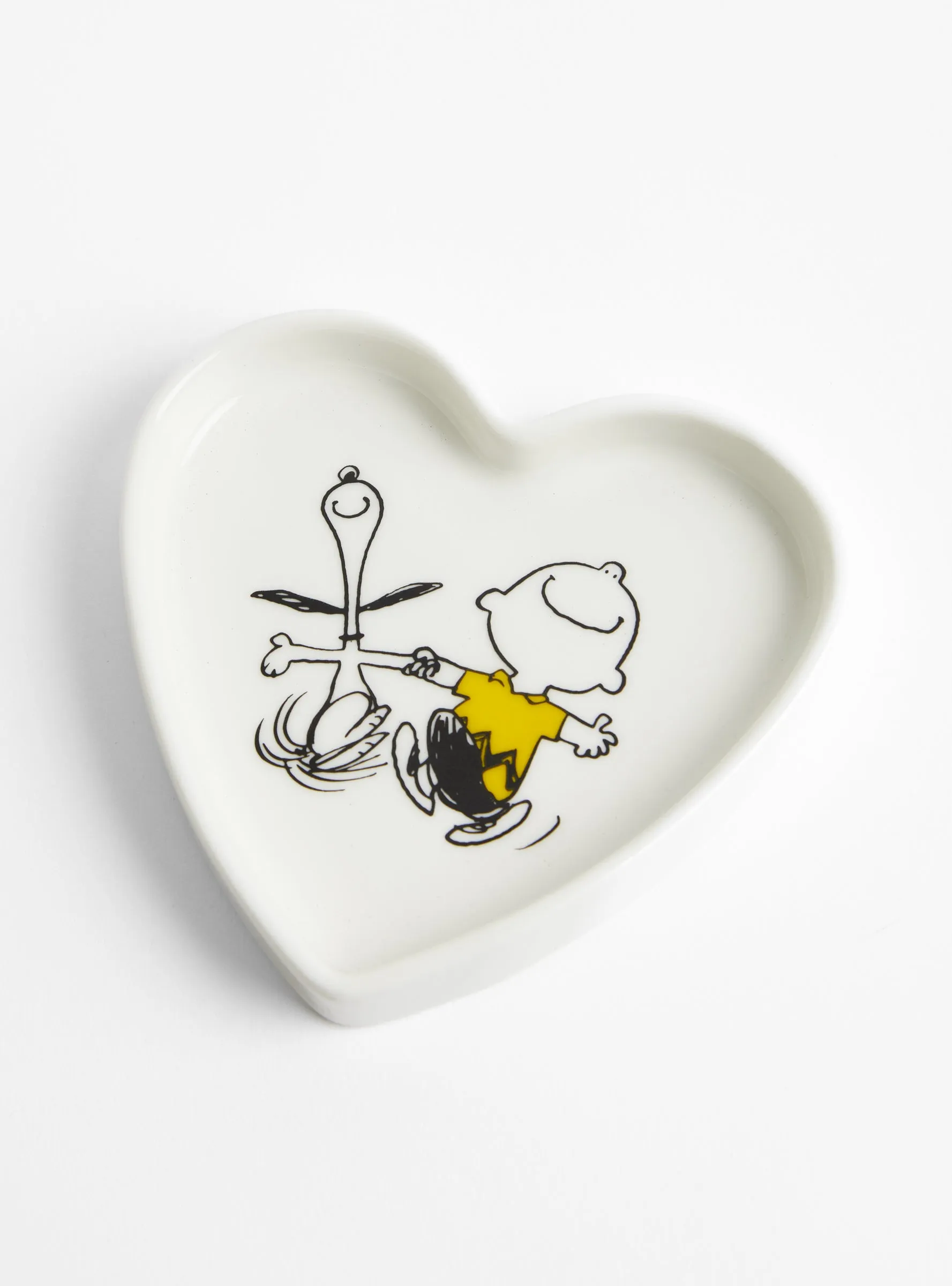 Peanuts Snoopy Heart Shaped Dance Trinket Dish White