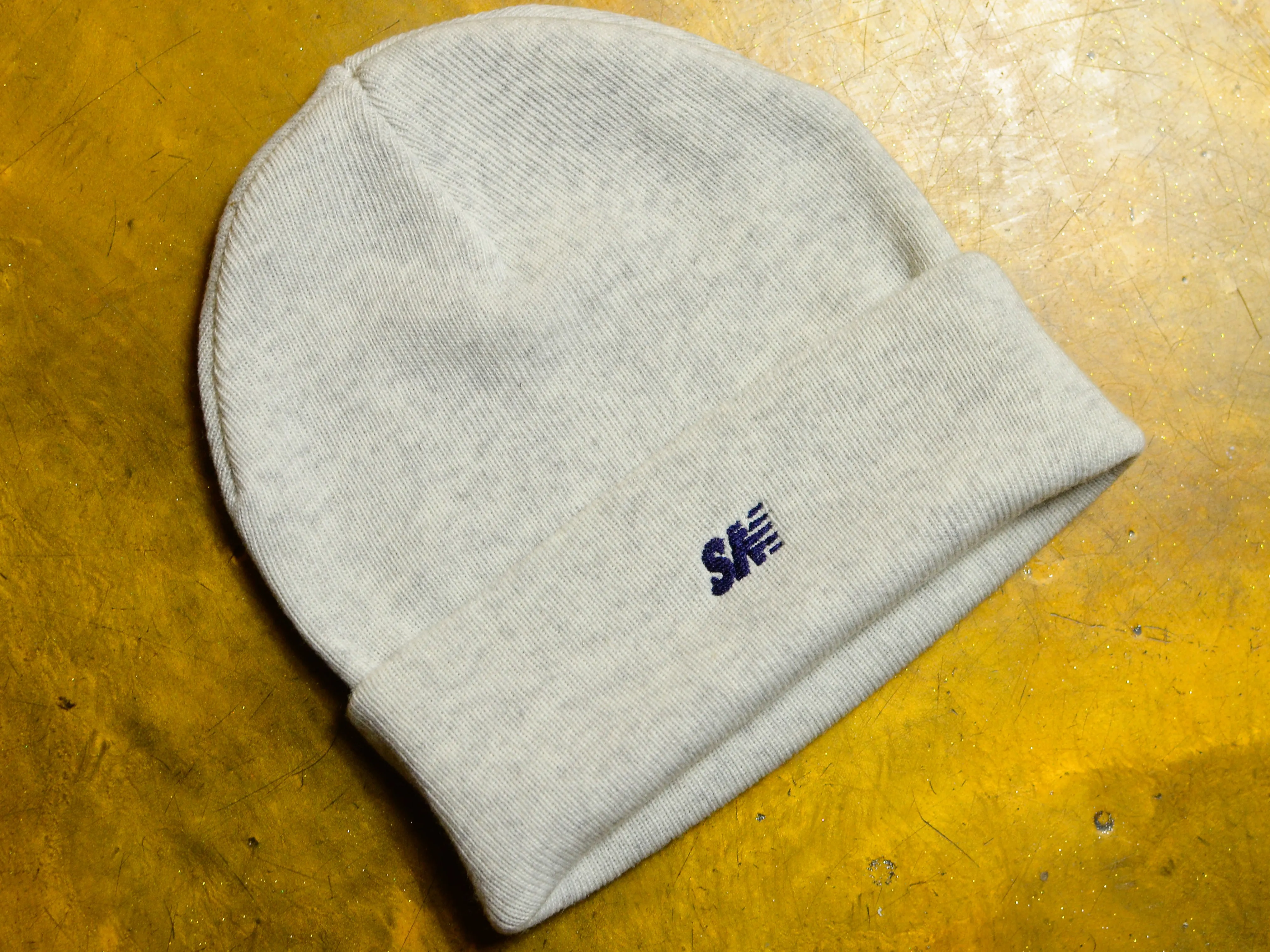 SM Classic Micro Embroidered Cuff Beanie - Ash / Navy