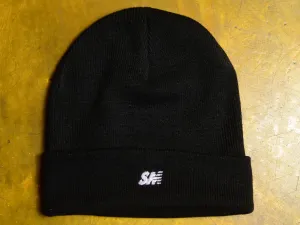 SM Classic Micro Embroidered Cuff Beanie - Black / White