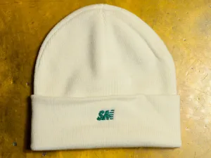 SM Classic Micro Embroidered Cuff Beanie - Ecru / Forest