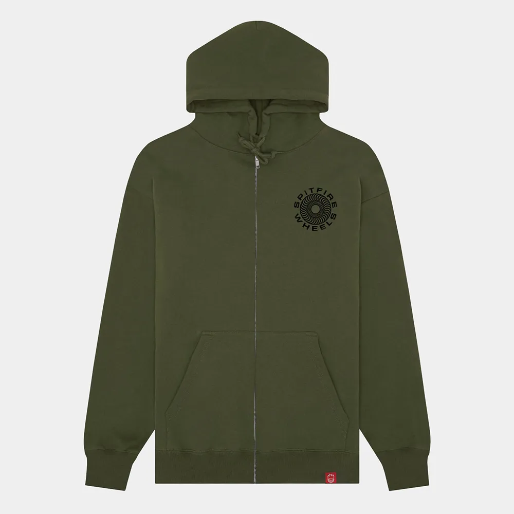 SPITFIRE CLASSIC '87 SWIRL FILL ZIP HOODIE - ARMY/BLACK