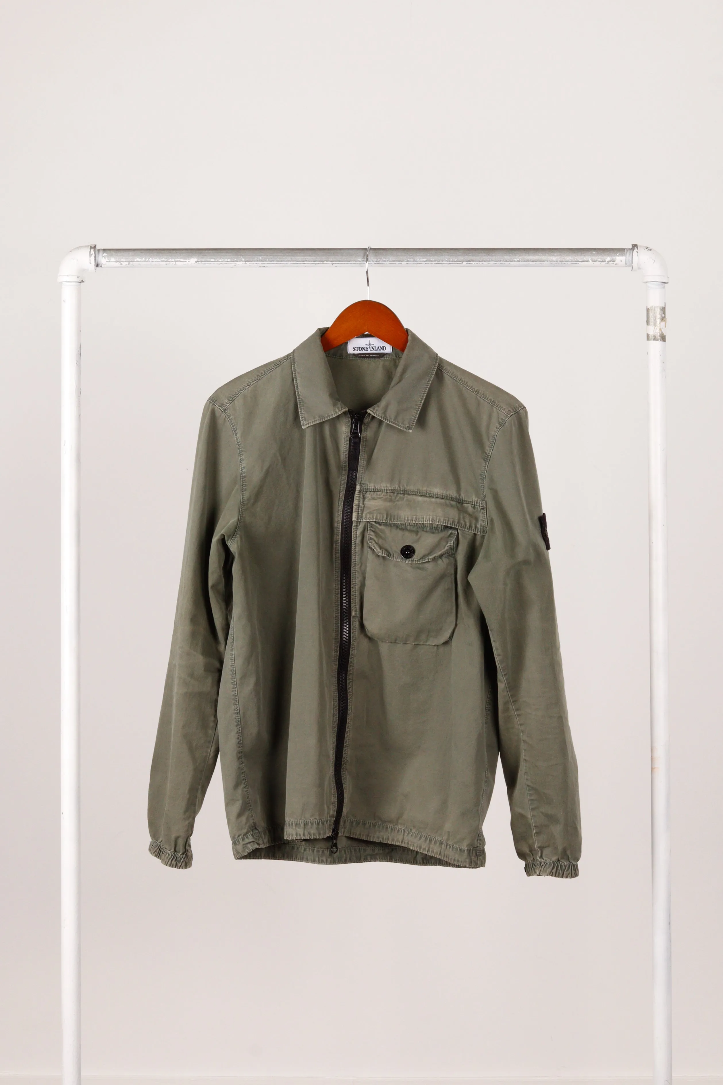 Stone Island FW21 'Zip Pocket Garment Dyed' Overshirt Olive (2021)