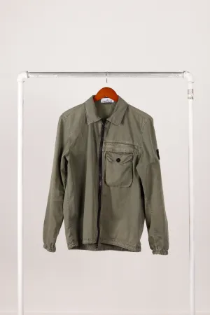 Stone Island FW21 'Zip Pocket Garment Dyed' Overshirt Olive (2021)