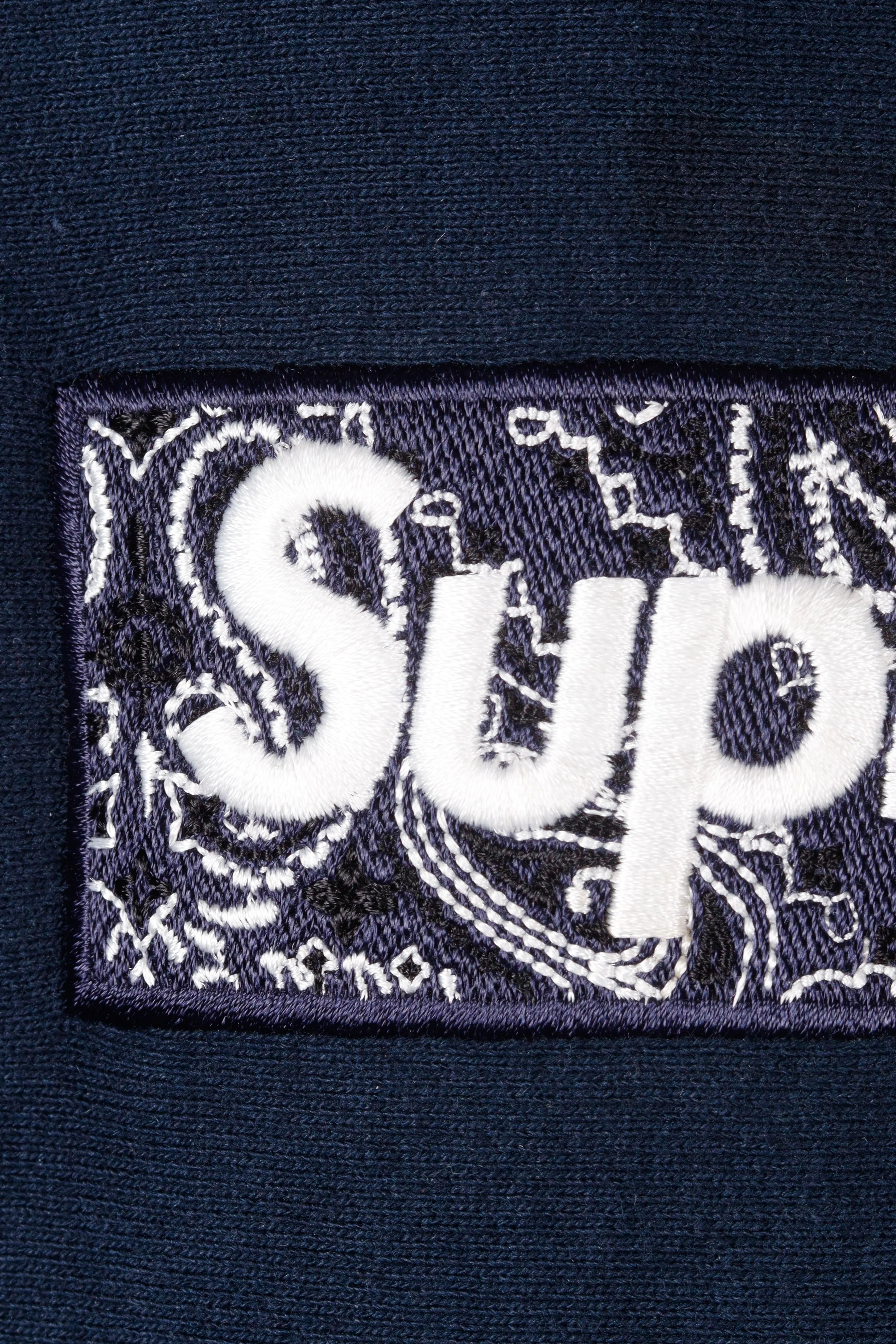 Supreme FW19 'Paisley Box Logo' Hooded Sweatshirt Navy (2019)