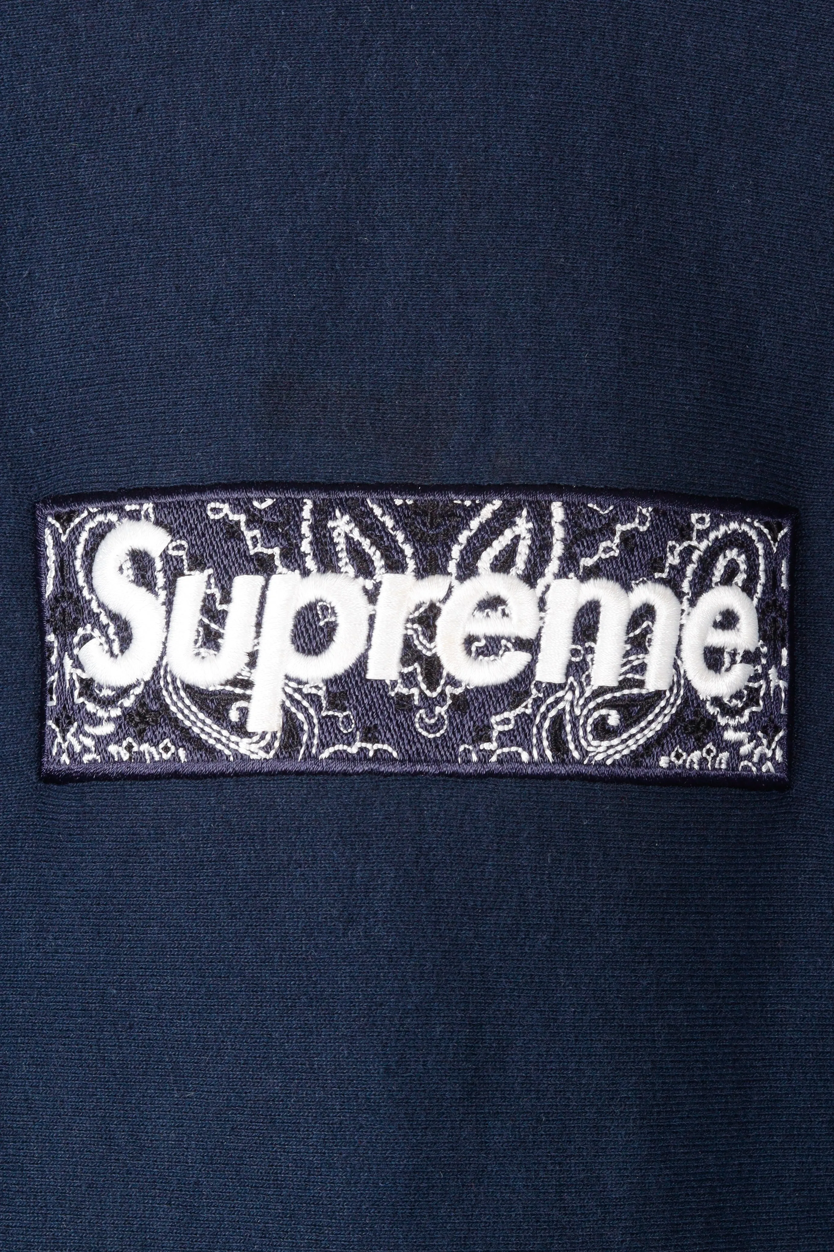 Supreme FW19 'Paisley Box Logo' Hooded Sweatshirt Navy (2019)