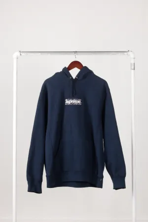 Supreme FW19 'Paisley Box Logo' Hooded Sweatshirt Navy (2019)