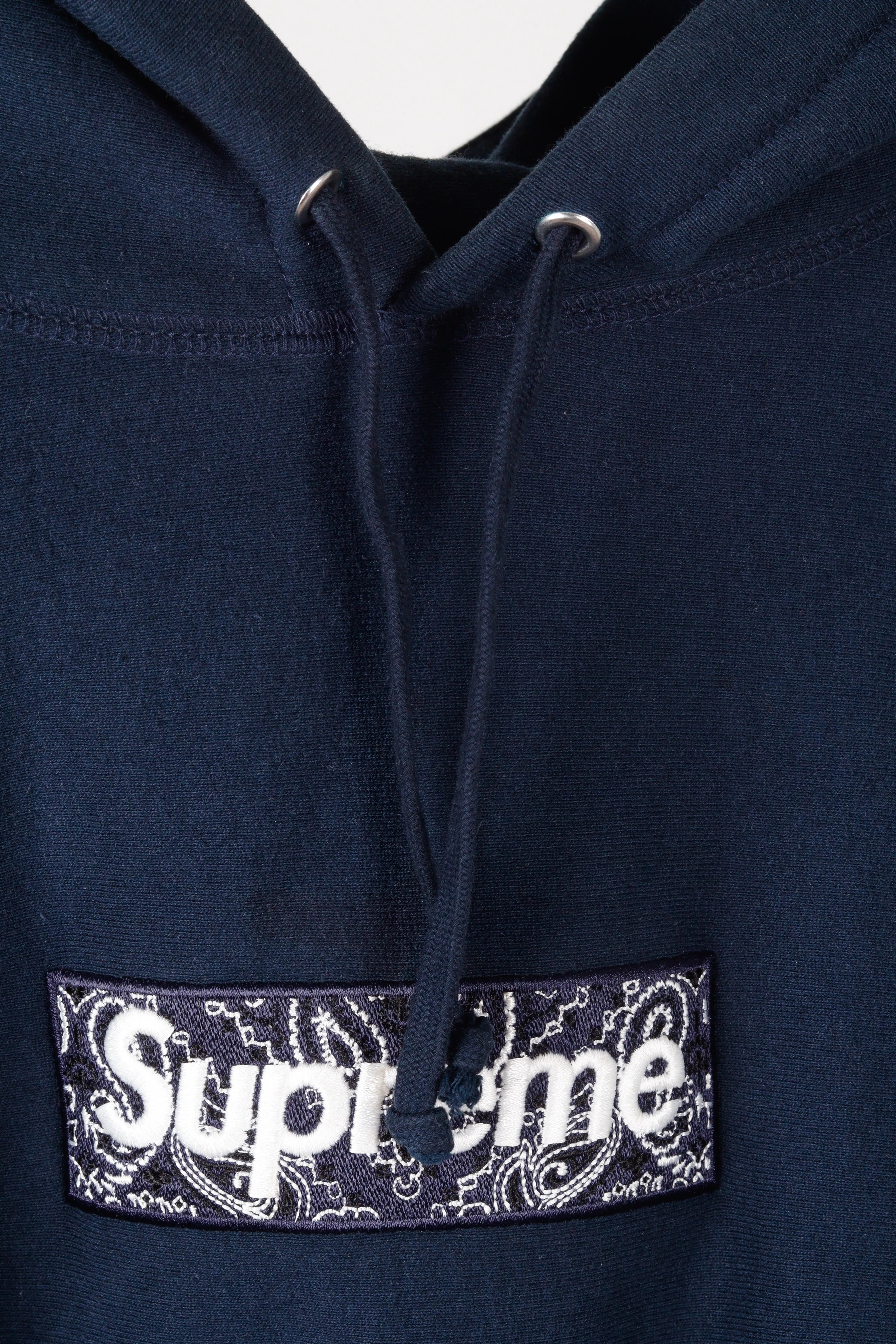 Supreme FW19 'Paisley Box Logo' Hooded Sweatshirt Navy (2019)