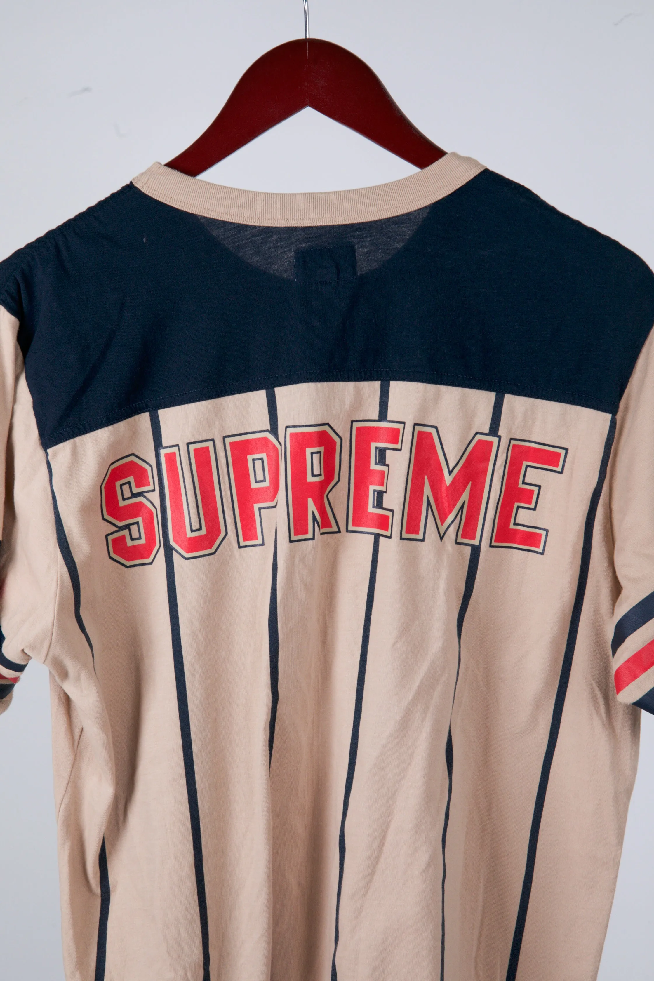 Supreme SS17 'Pinstripe Football' S/S Top Tan (2017)