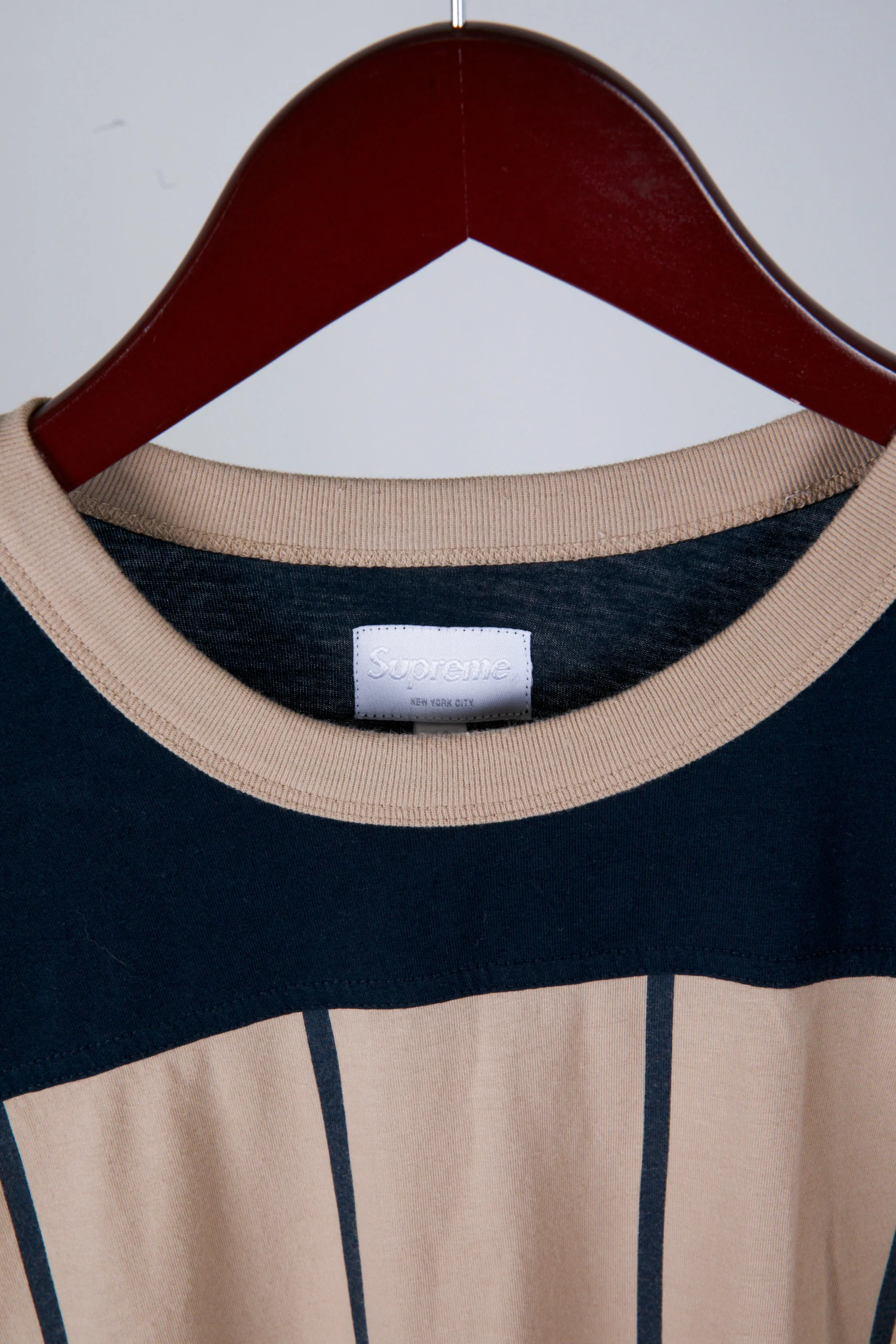 Supreme SS17 'Pinstripe Football' S/S Top Tan (2017)