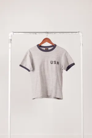 The Real McCoys 'U.S Naval Seabees' Ringer T-Shirt Grey