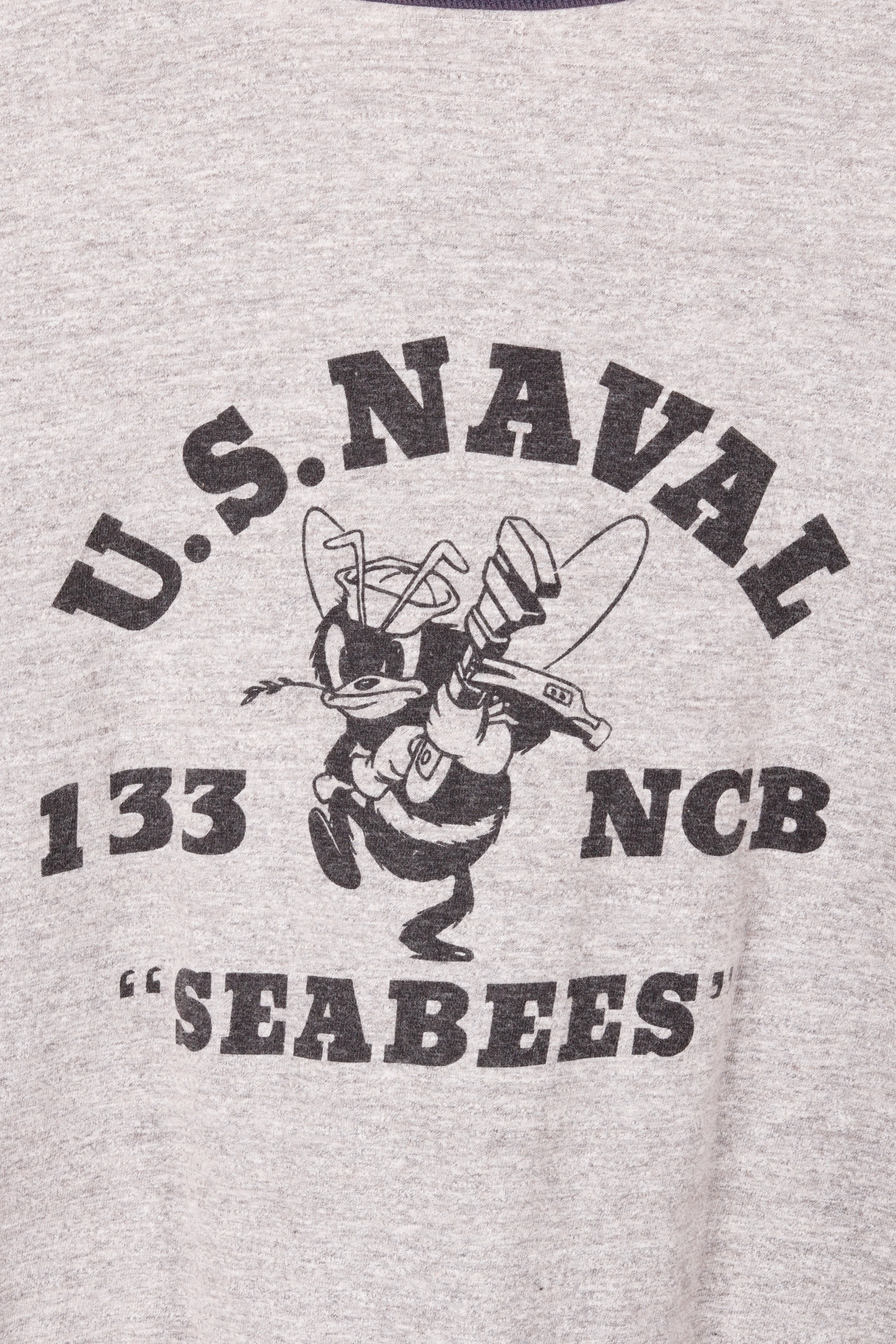 The Real McCoys 'U.S Naval Seabees' Ringer T-Shirt Grey