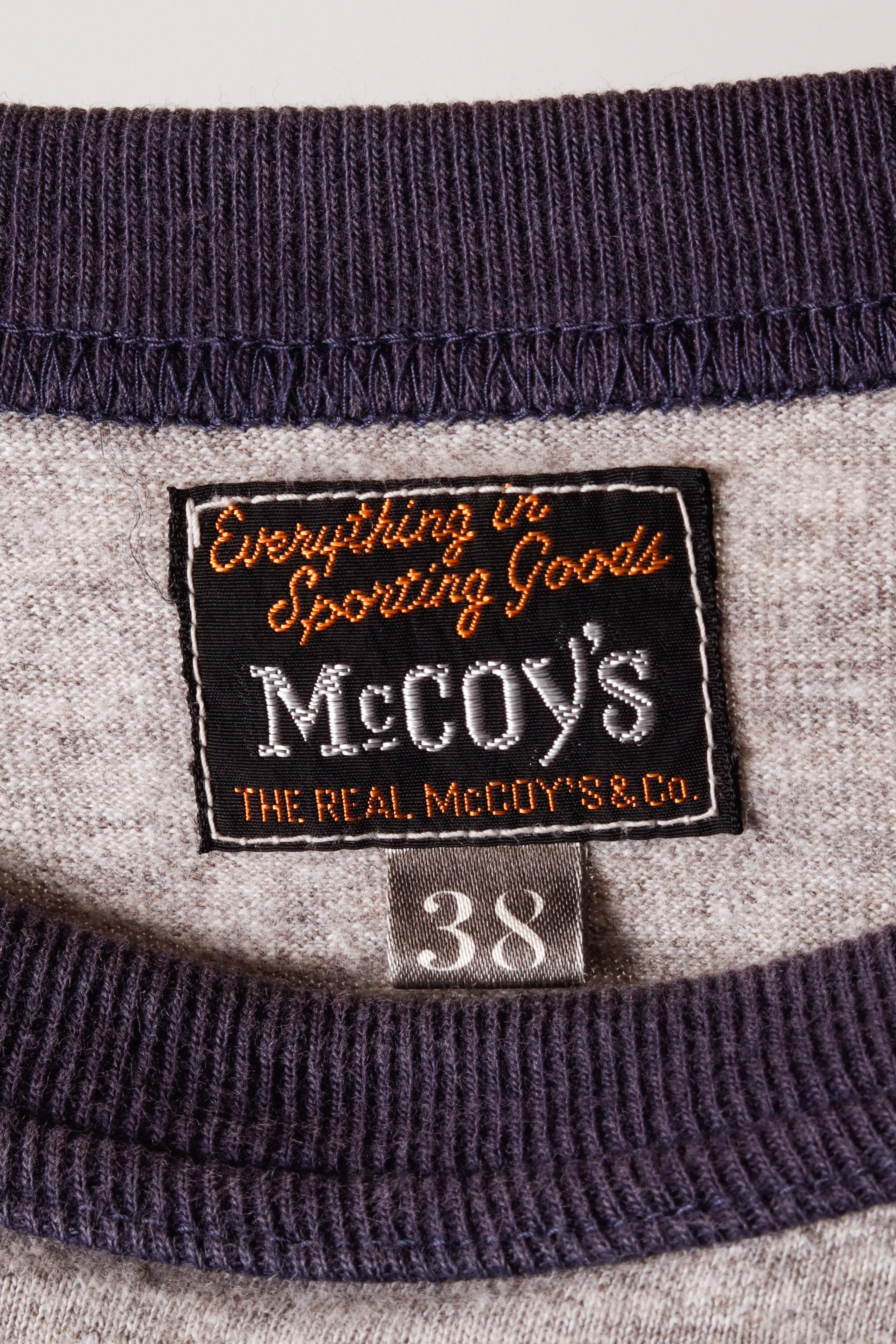 The Real McCoys 'U.S Naval Seabees' Ringer T-Shirt Grey