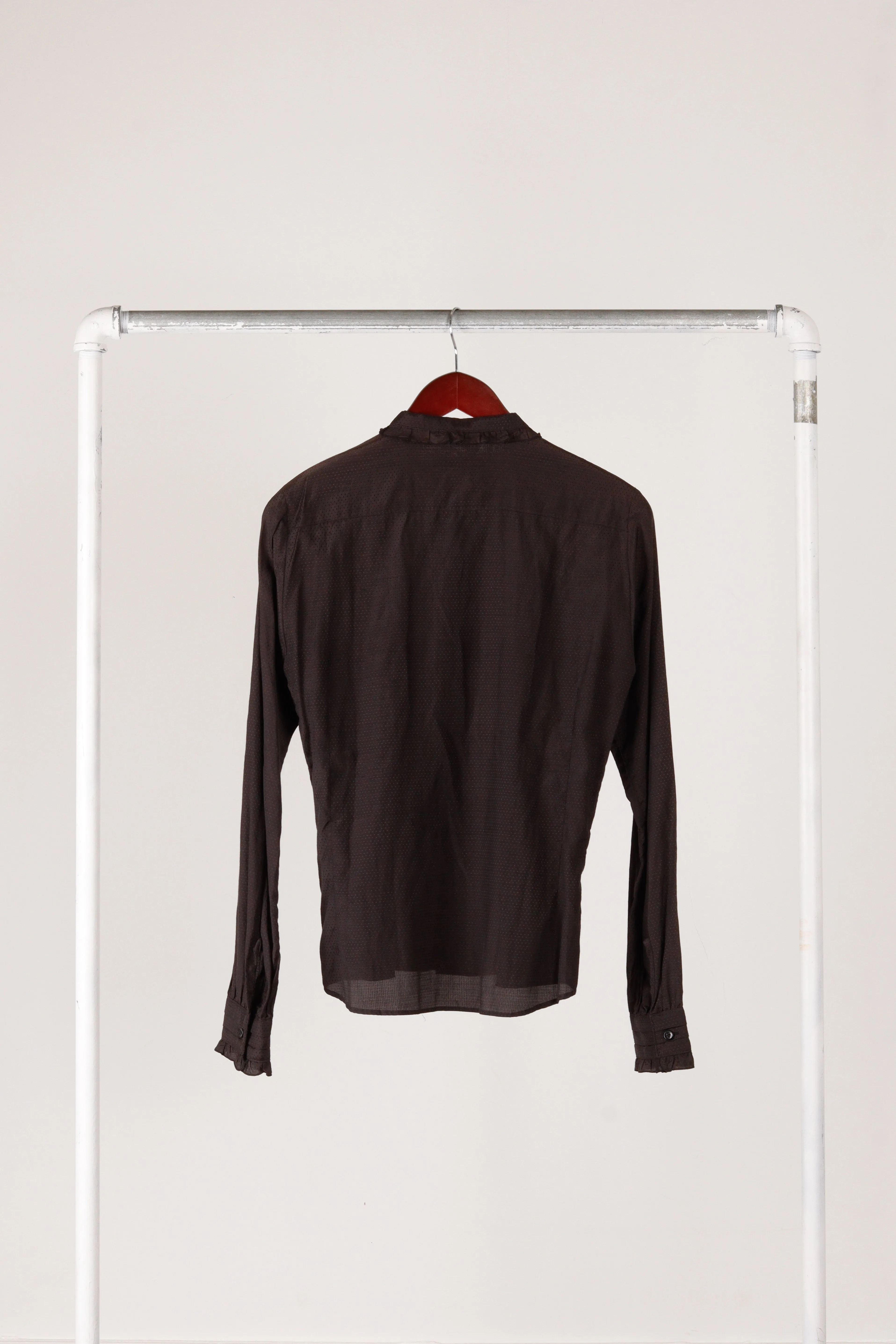 THEE HYSTERIC XXX 'Pleated Ruffle Collar' Shirt Black