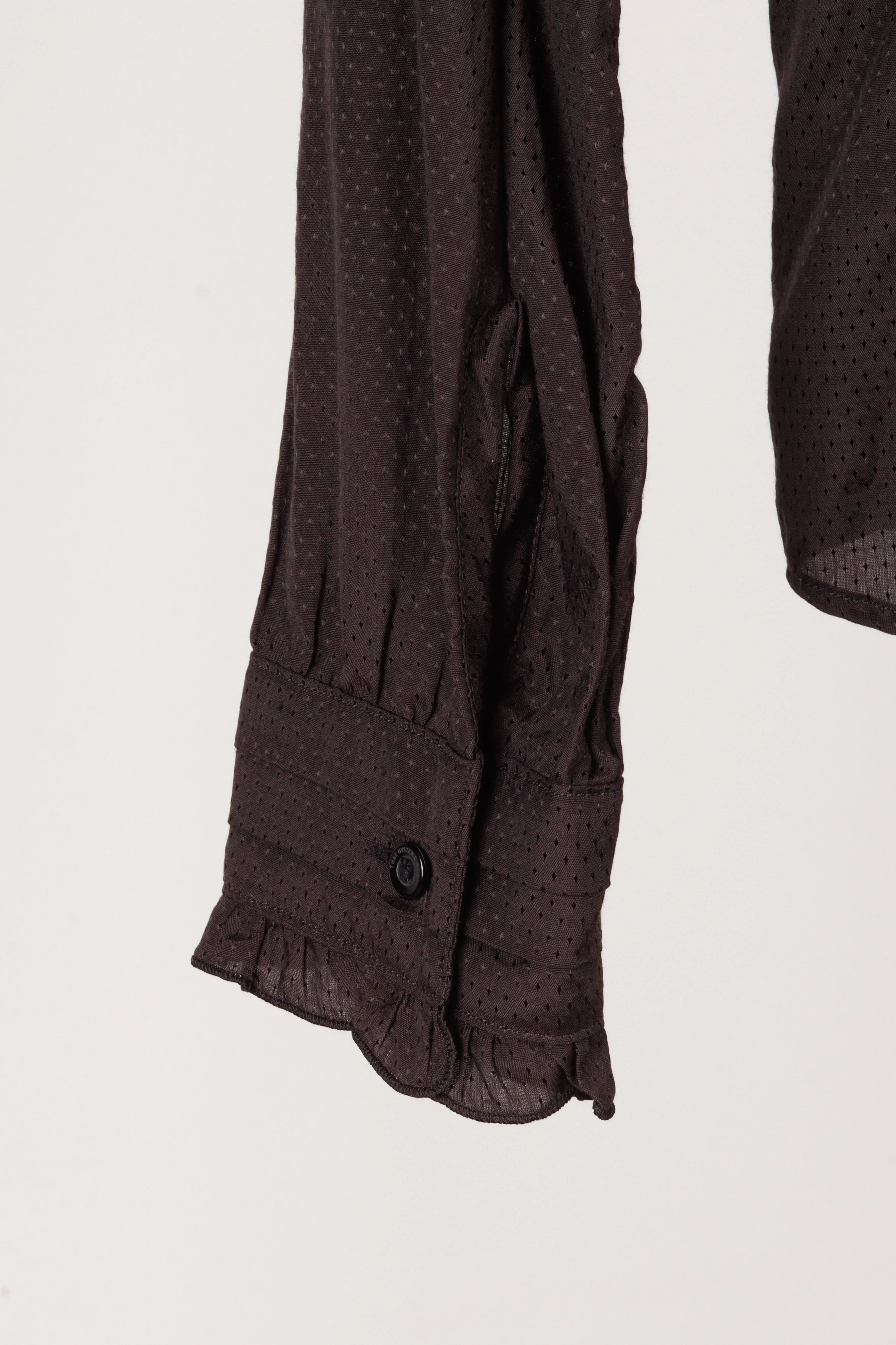 THEE HYSTERIC XXX 'Pleated Ruffle Collar' Shirt Black