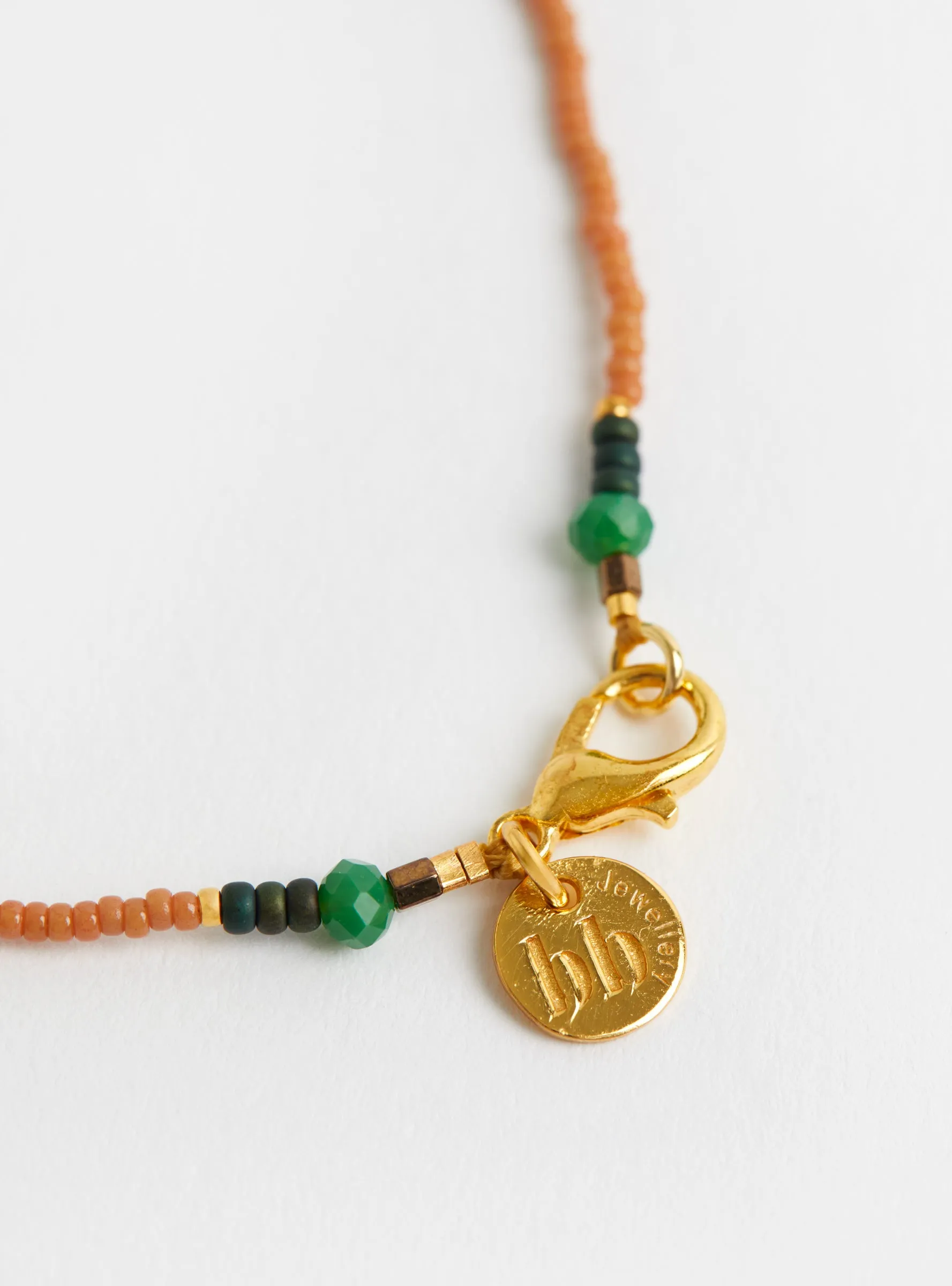 Tiny Pressed Bead Necklace Turquoise