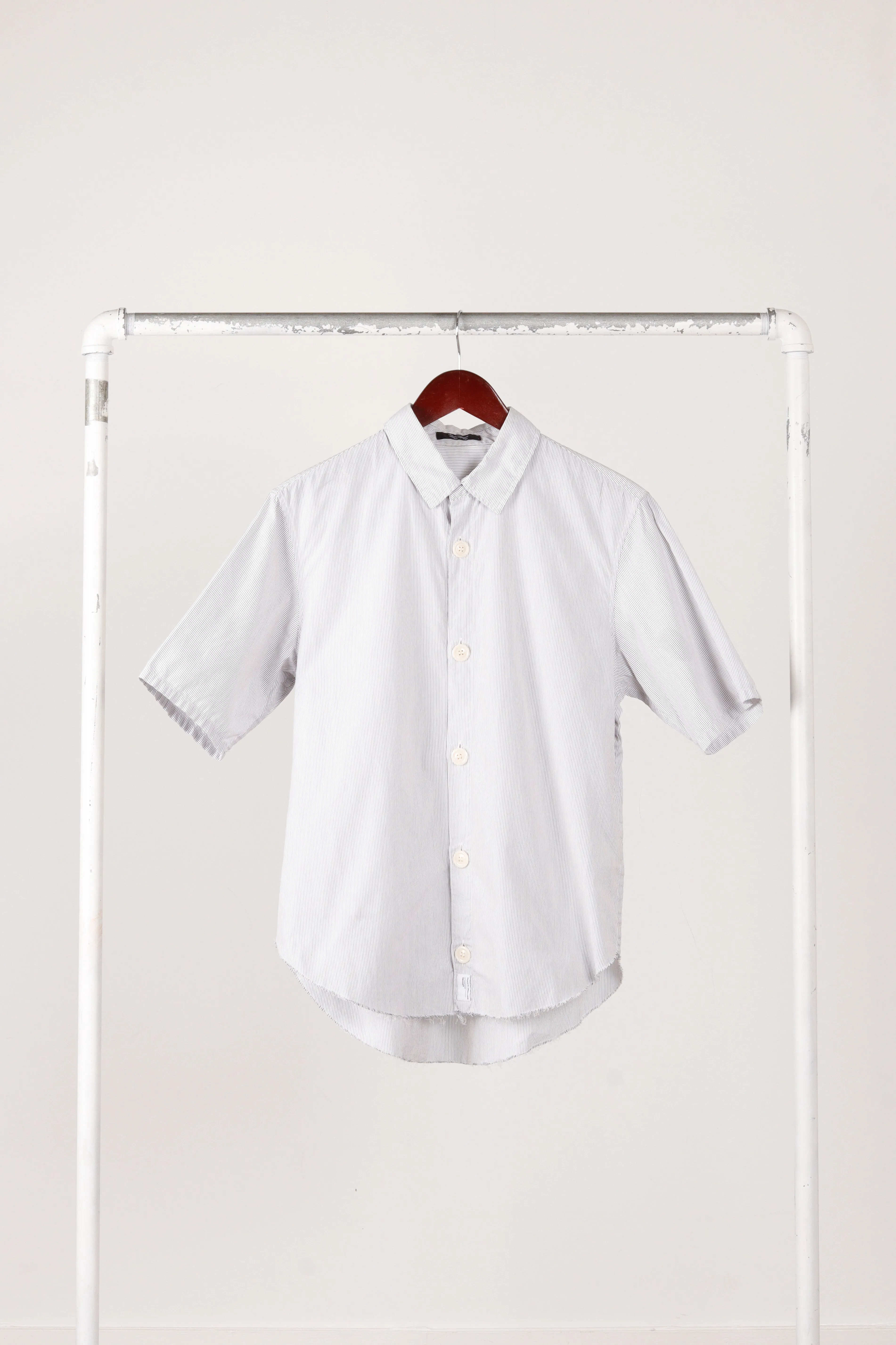 Undercoverism SS11 'Striped Frayed Hem' S/S Oxford Shirt White (2011)