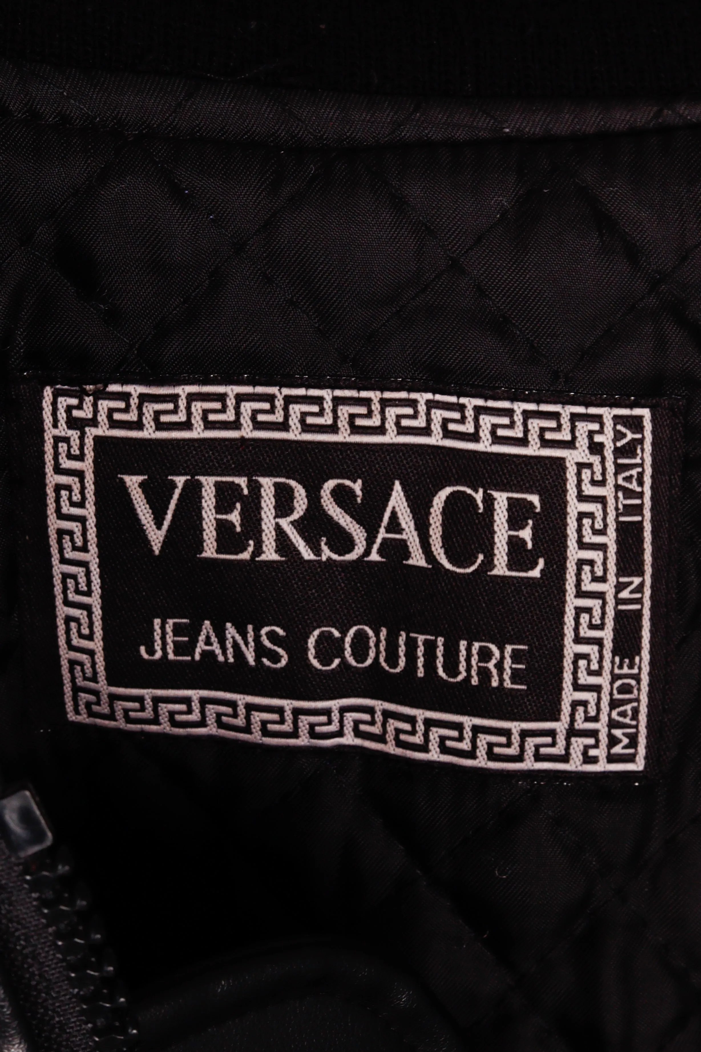Versace Jeans Couture FW95 'Leather Ribbed Knit Medusa' Varsity Jacket (1995)