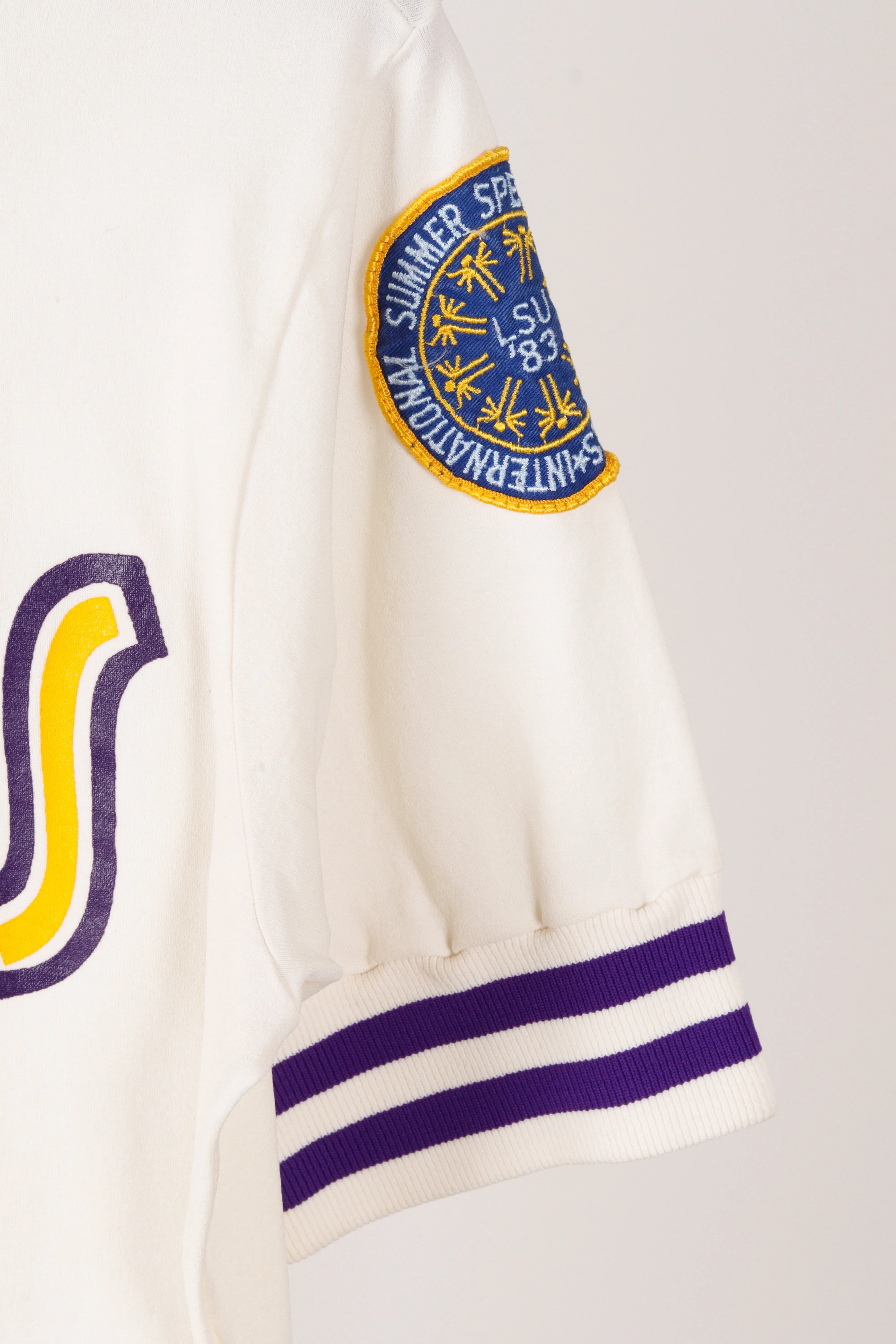 Vintage 1982-83 Sand Knit 'LSU Basketball Tyrone Black' Home Warm Up Top White