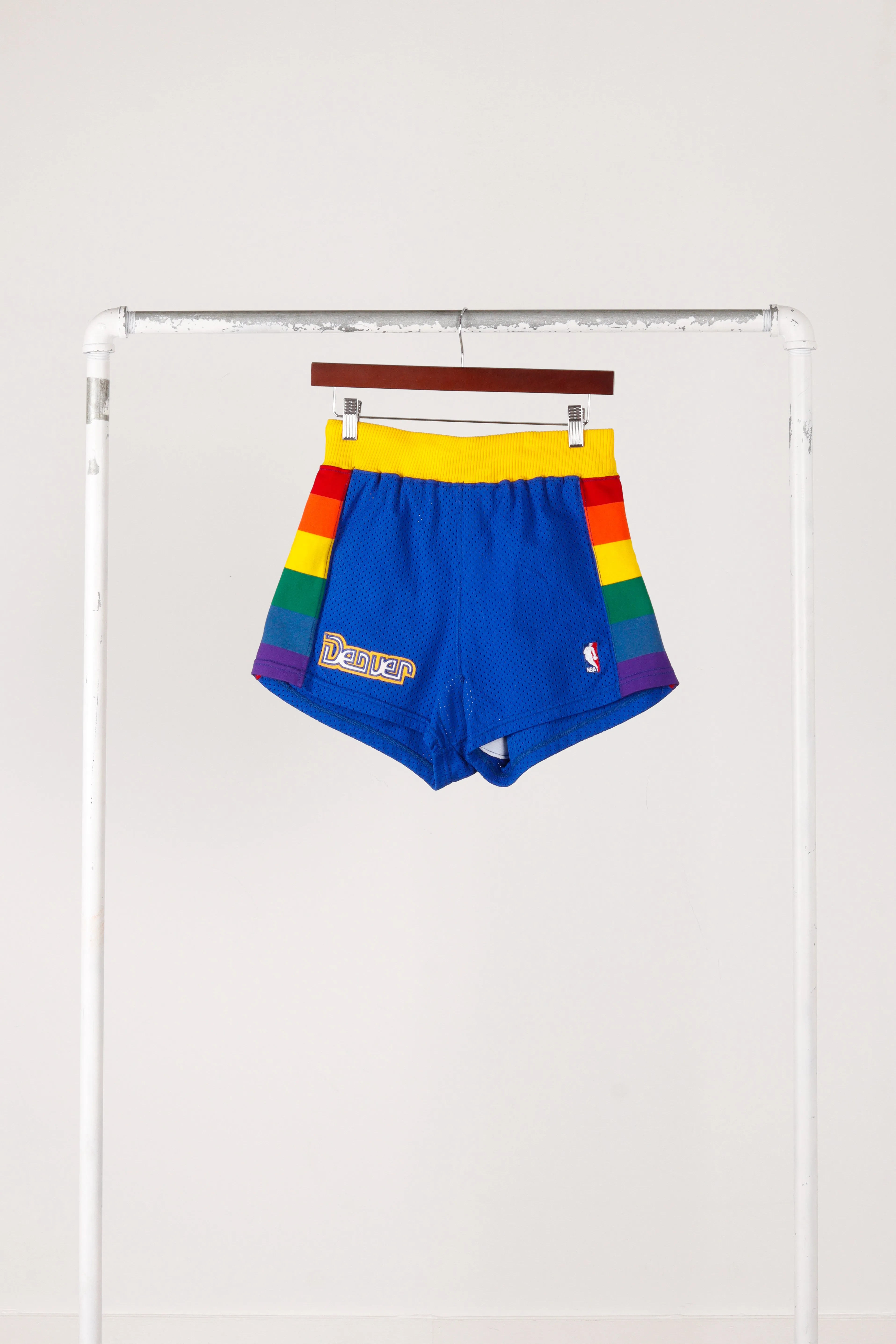 Vintage 80's Sand Knit 'Denver Nuggets Away' Authentic Basketball Shorts