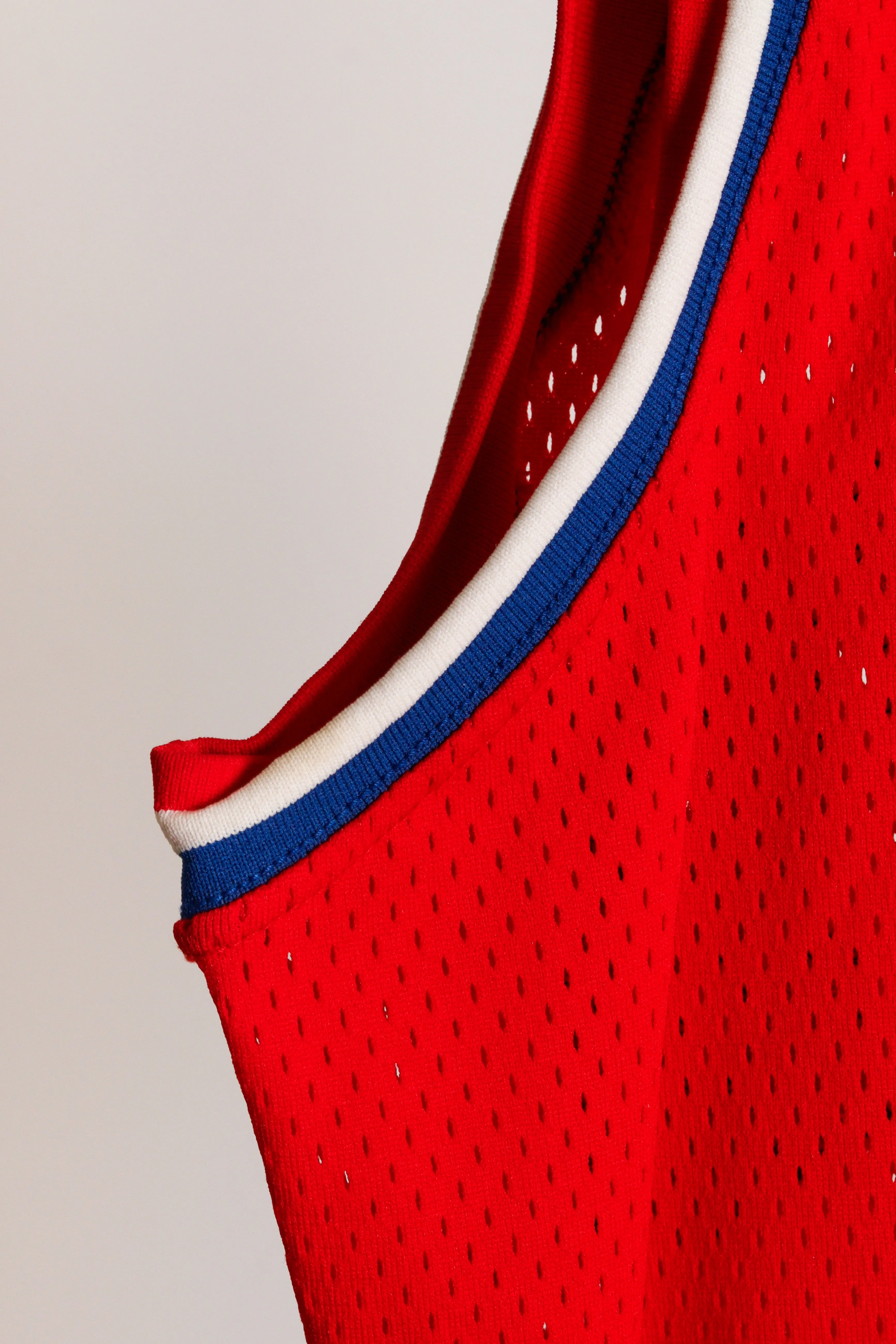 Vintage 80's Sand Knit 'Philadelphia 76ers Julius Erving Authentic' Away Basketball Jersey Red