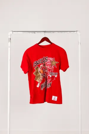 Vintage 90's Chicago Bulls 'Michael Jordan Road Map' T-Shirt Red