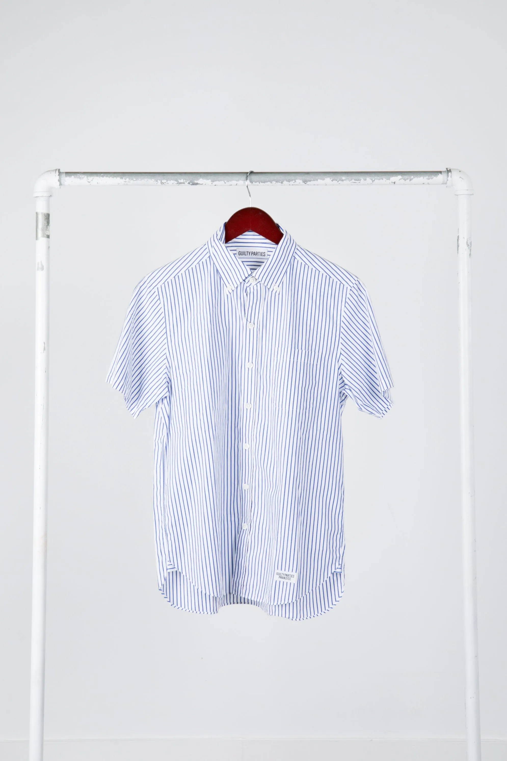 Wacko Maria Guilty Parties Pinstripe Oxford S/S Shirt Blue