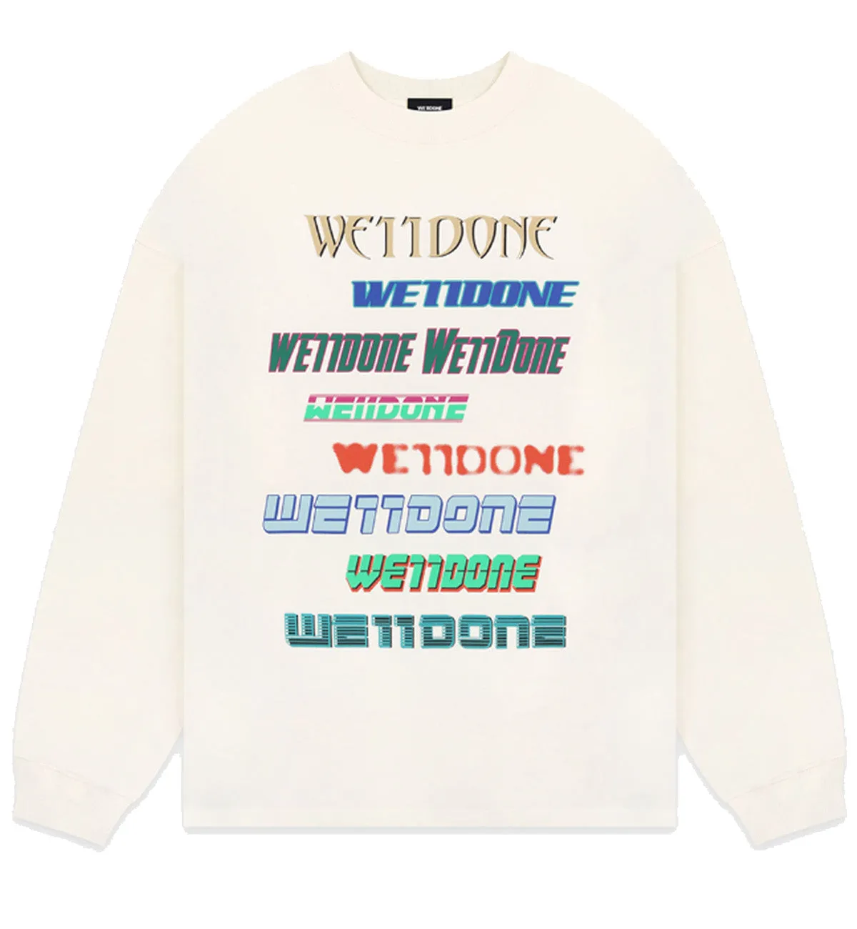 WE11DONE Multi Logo Long Sleeve T-shirt (Cream)