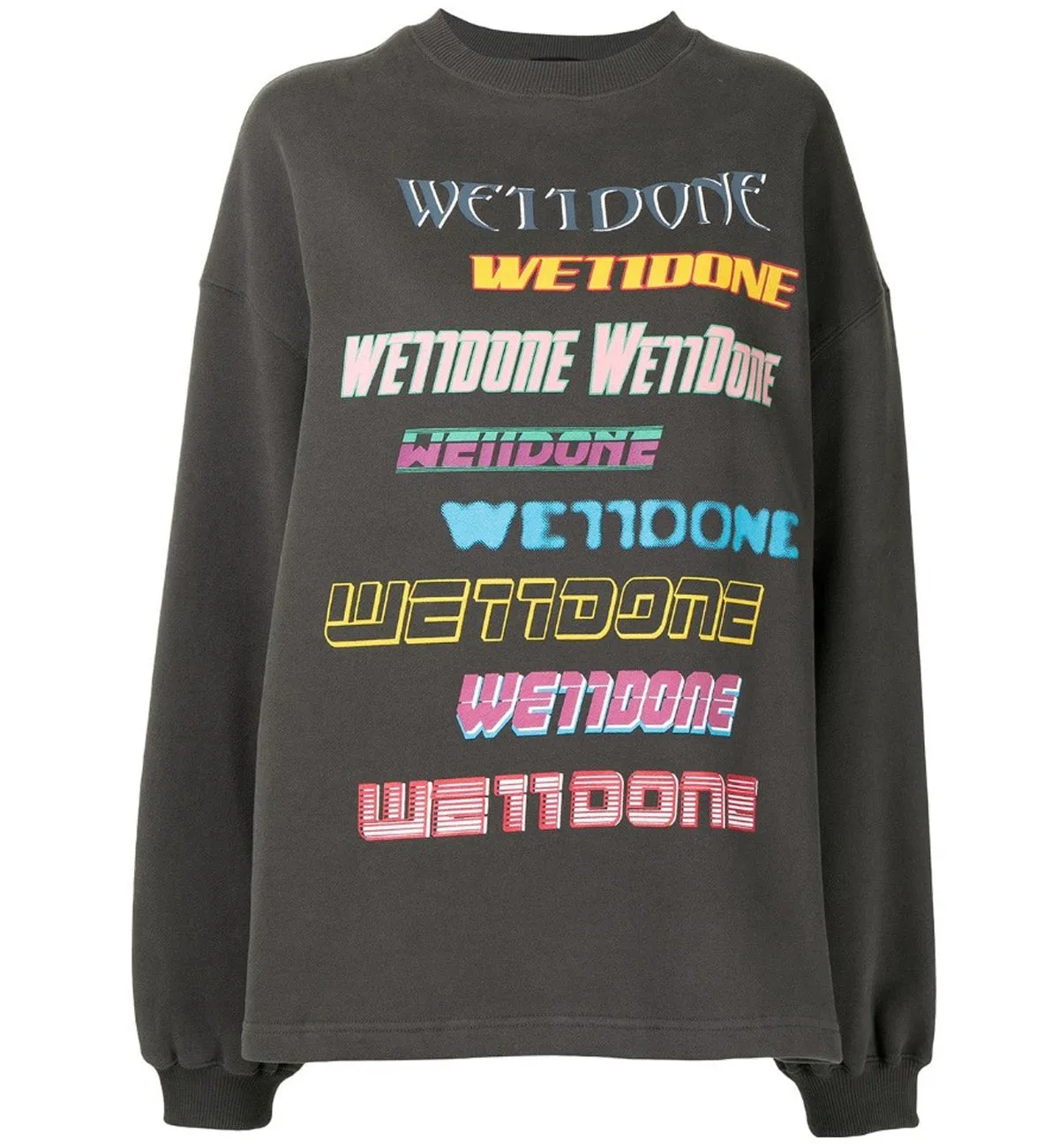 WE11DONE Multi Logo Long Sleeve T-shirt (Grey)