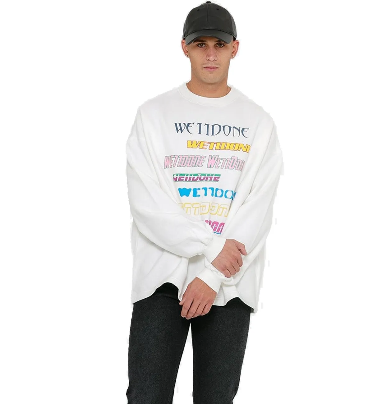 WE11DONE Multi Logo Long Sleeve T-shirt (White)