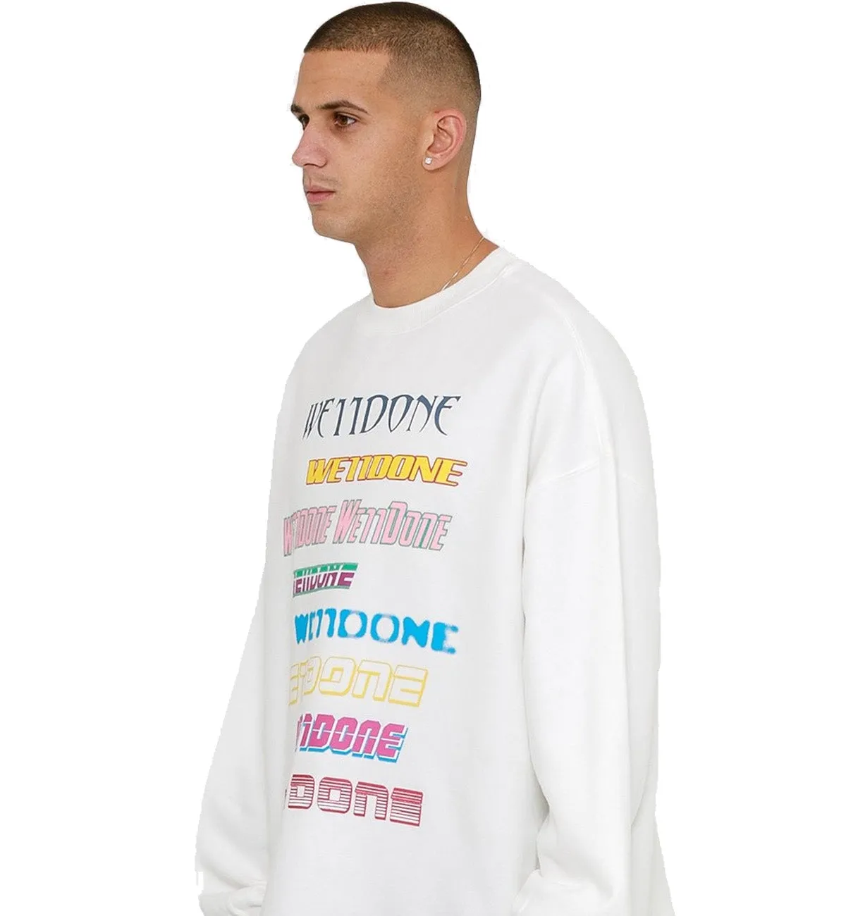 WE11DONE Multi Logo Long Sleeve T-shirt (White)
