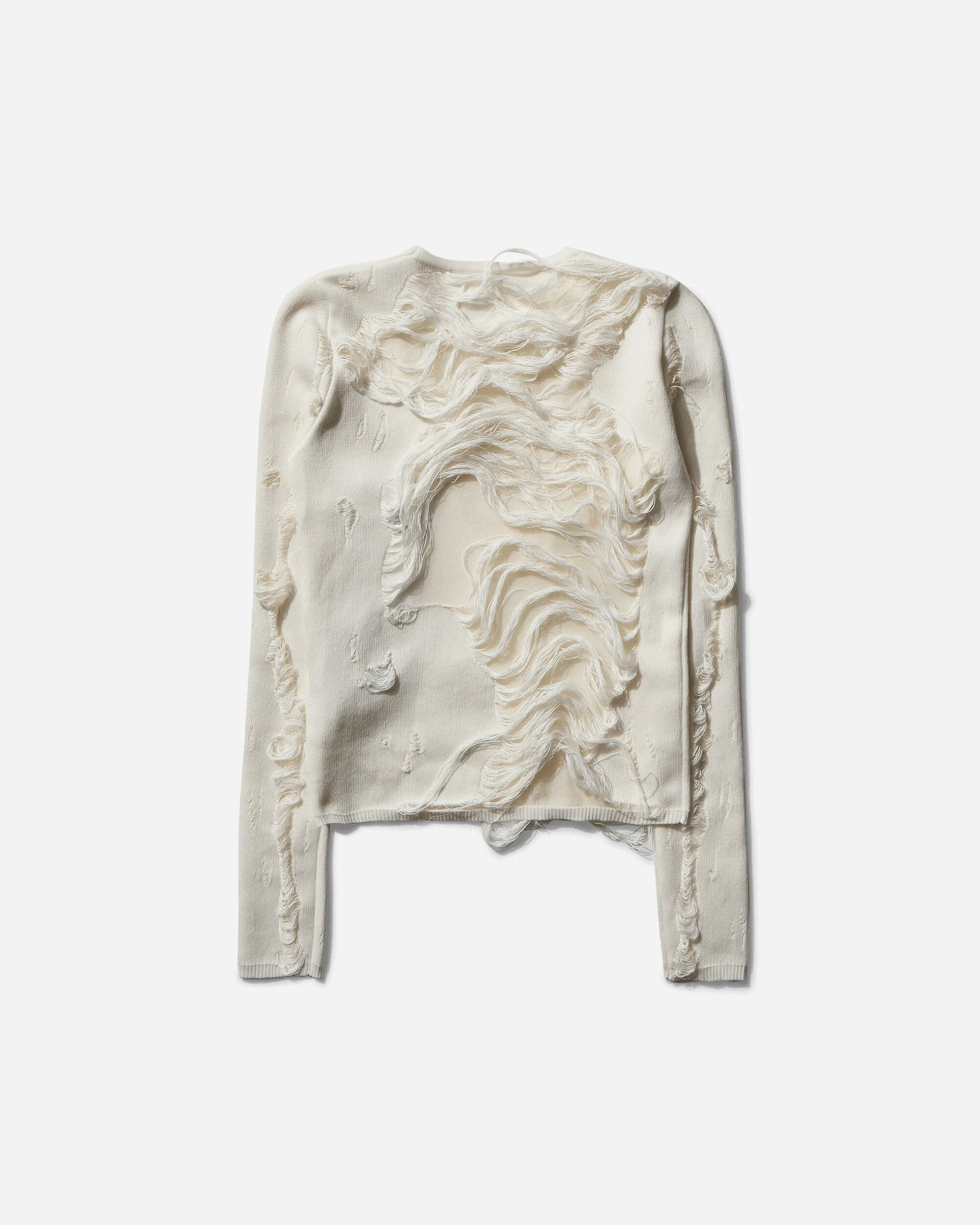 Women's Distressed Crewneck Sweater Off White