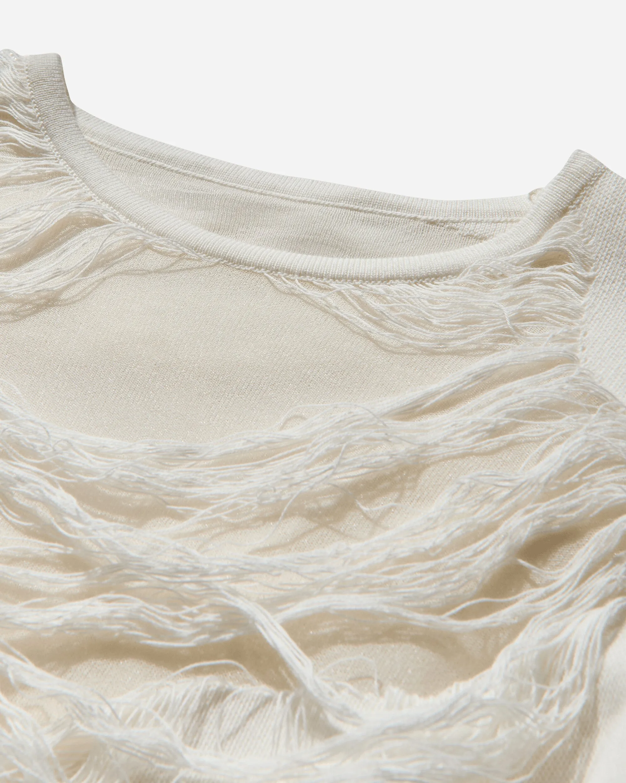 Women's Distressed Crewneck Sweater Off White