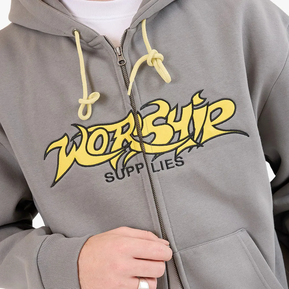 Worship Vanity Zip Hood Steel Grey