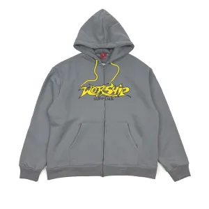 Worship Vanity Zip Hood Steel Grey