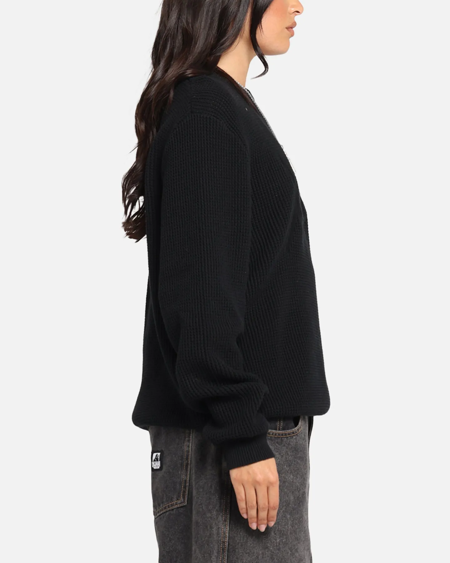 X-Large Script Waffle Knit Sweater Black